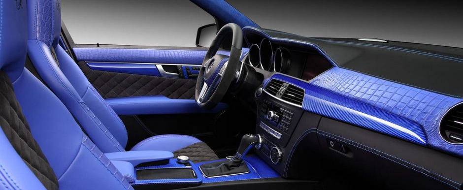 Tuning Interior: Piele de reptila si carbon albastru pentru Mercedes C63 AMG