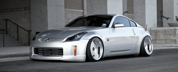 Tuning Nissan: 350Z Twin-Turbo, generatia Stance, culcata pe asfalt