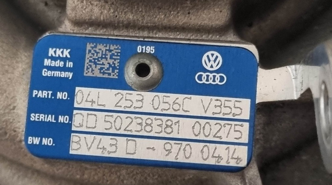 Turbina Audi A6 C7 2.0 TDI 190 cai motor CZJA cod piesa : 04L253056C