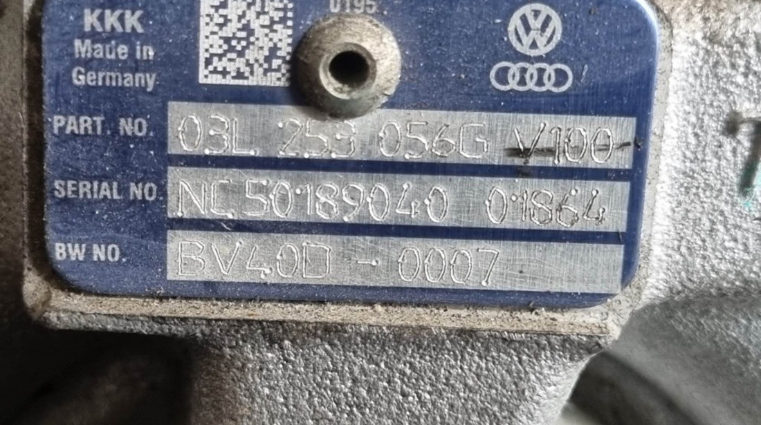 Turbina Audi Q3 8U 2.0 TDI 136 cai motor CFFA cod piesa : 03L253056G