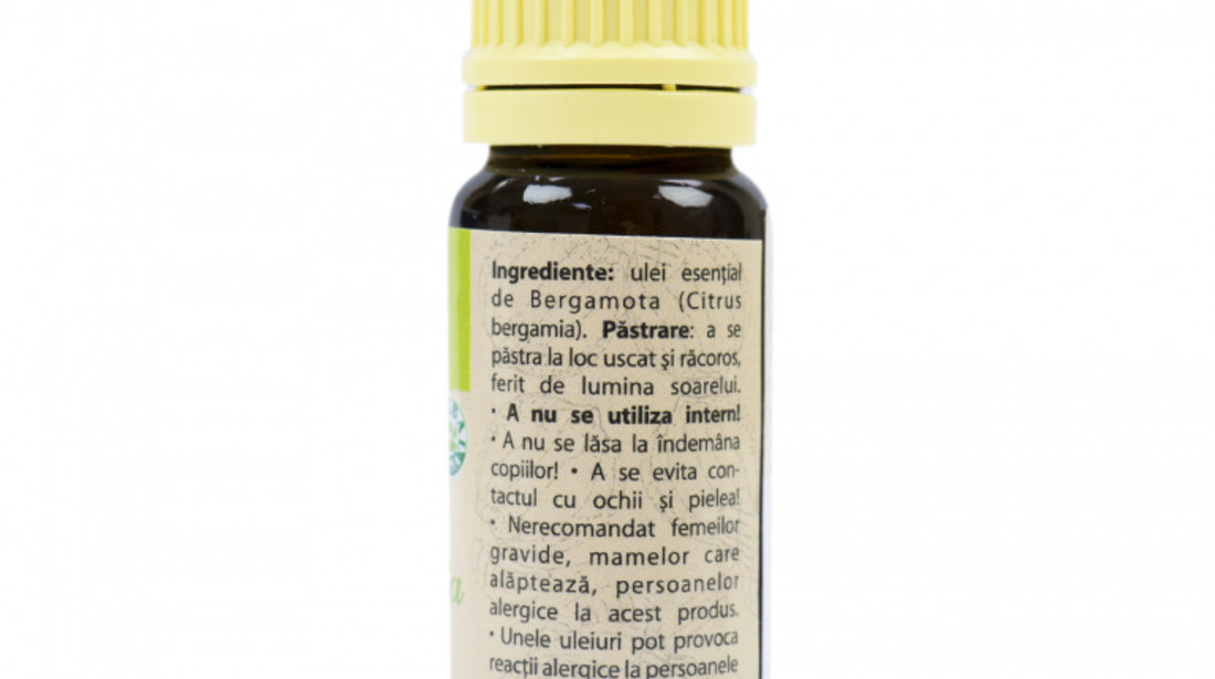 Ulei esential de Bergamota (Citrus bergamia), 100% pur fara adaos, 10 ml PNI-UBE-10