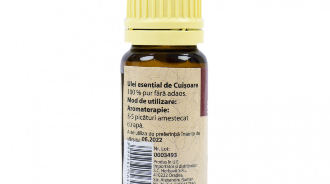 Ulei esential de Cuisoare (Eugena caryophyllata) 100 % pur fara adaos, 10 ml PNI-UCU-10