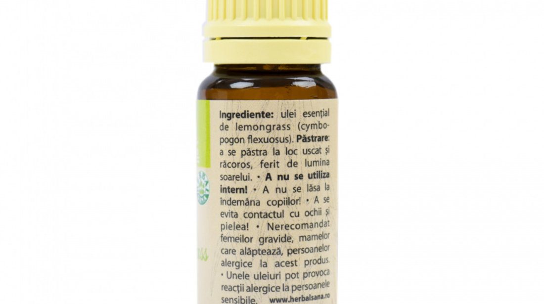 Ulei esential de Lemongrass (Cymbopogon flexuosus) 100% pur fara adaos, 10 ml PNI-ULE-10