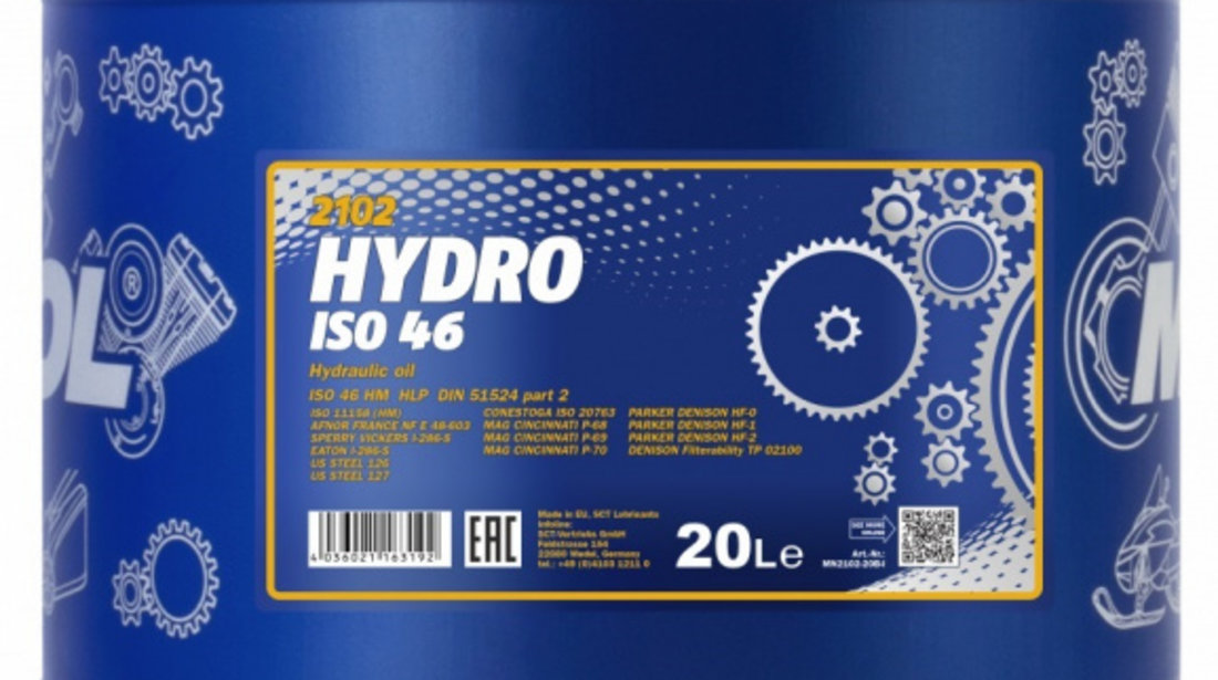 Ulei Hidraulic Mannol Hydro Iso 46 HM 20L MN2102-20