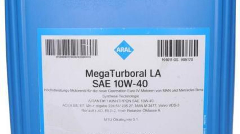 Ulei Motor Aral Mega Turboral LA 10W-40 20L 15AB01