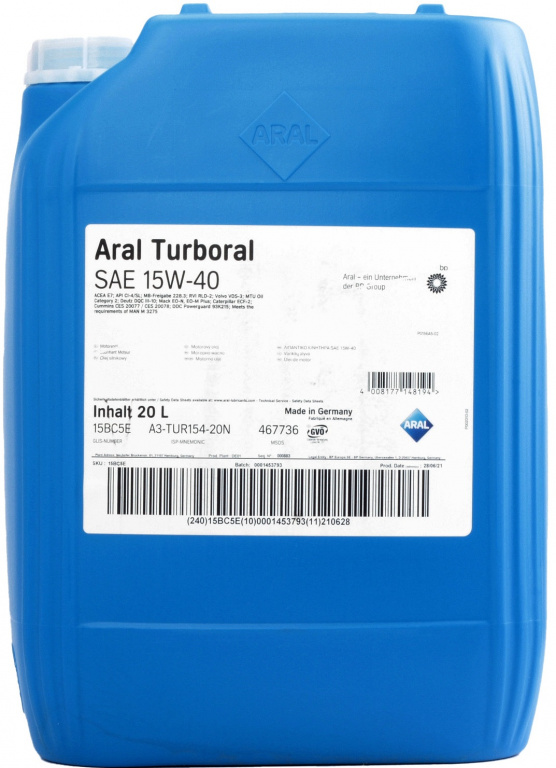 Ulei Motor Aral Turboral 15W-40 20L 15BC5E