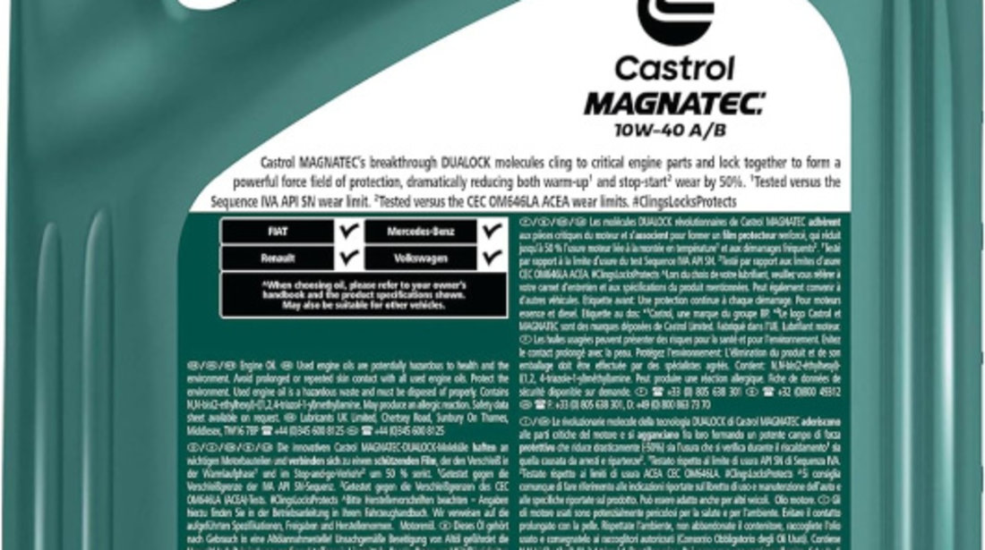 Ulei Motor Castrol Magnatec 10W-40 A/B 4L 15F7CE