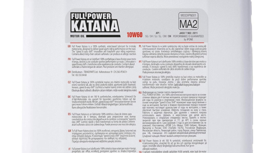 Ulei Motor Moto Ipone Full Power Katana 10W-60 100% Synthetic 4L 800354