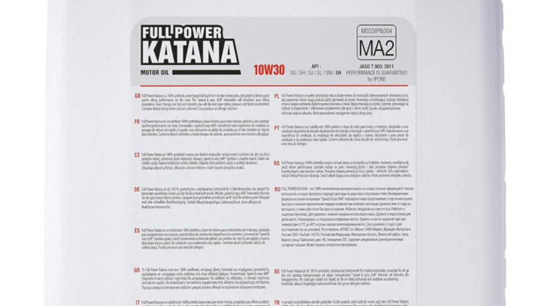 Ulei Motor Moto Ipone Katana Full Power 4T 10W-30 100% Synthetic 4L 800633