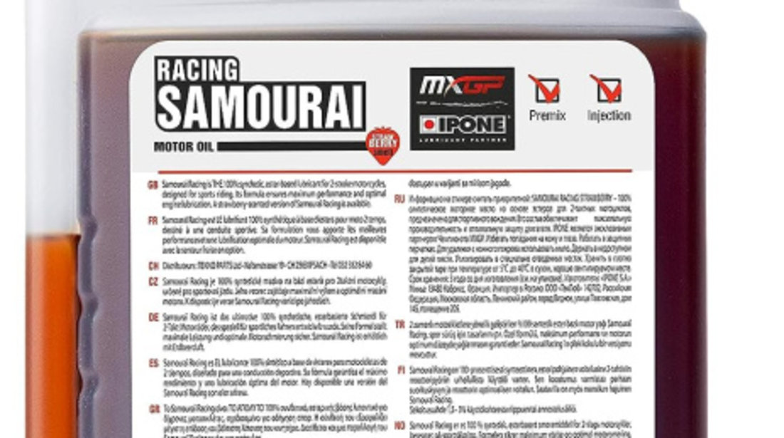 Ulei Motor Moto Ipone Samourai Racing Strawberry 2T 100% Synthetic 1L 800090