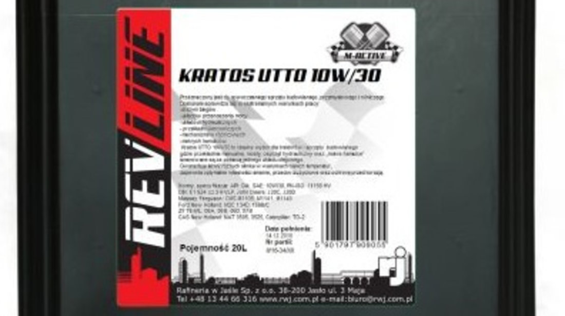 Ulei Motor RWJ Rev Line Kratos UTTO 10W-30 20L