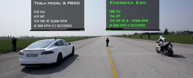 Un altfel de duel: Tesla P85D si Energica EGO lupta... pe muteste