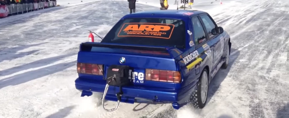Un BMW M3 cu motor 2JZ de 1.300 CP a doborat recordul mondial de viteza...pe gheata. Cat a atins Un BMW M3 cu motor 2JZ de 1.300 CP a doborat recordul mondial de viteza...pe gheata. Cat a atins