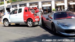 Un Ferrari 458 tunat e ridicat in Franta pentru parcare ilegala