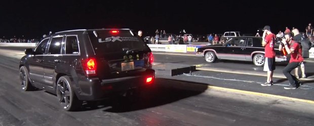 Un Jeep de 800 cp si tractiune integrala face legea la drag-racing