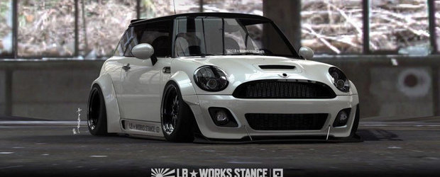 Un MINI Cooper modificat de Liberty Walk nu poate fi decat... nebunie curata