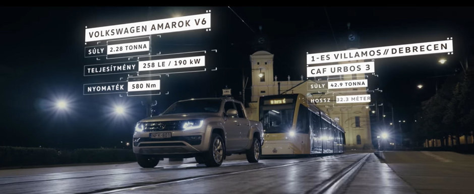 Un motiv in plus sa-ti iei un AMAROK V6 DIESEL. Poate tracta fara nicio problema un tramvai de 43 de tone