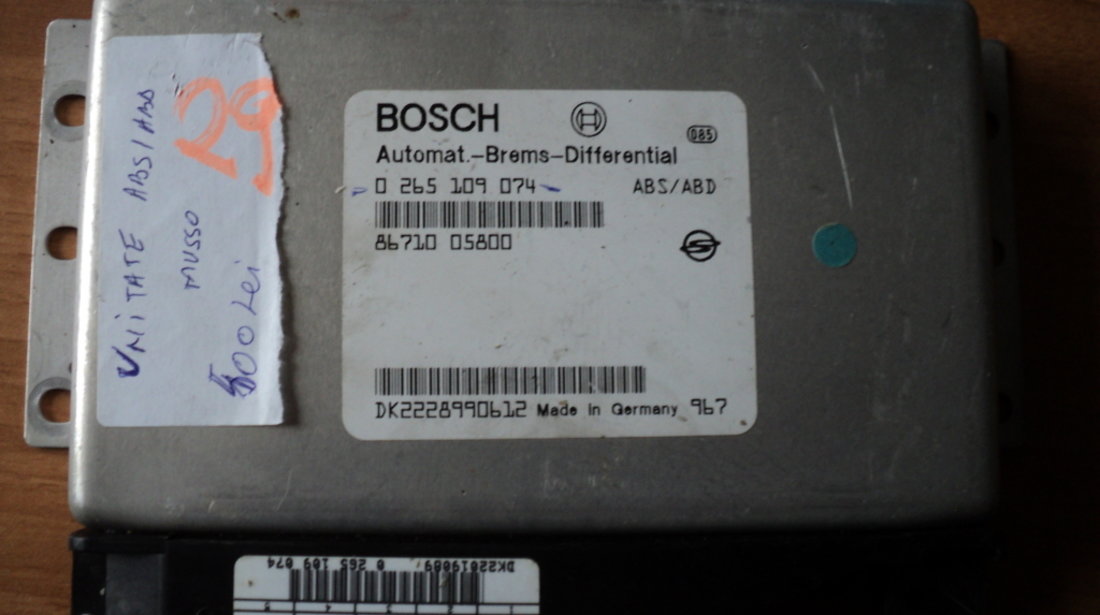 UNITATE ABS/ABD SSANG YONG MUSSO COD BOSCH 0265109074