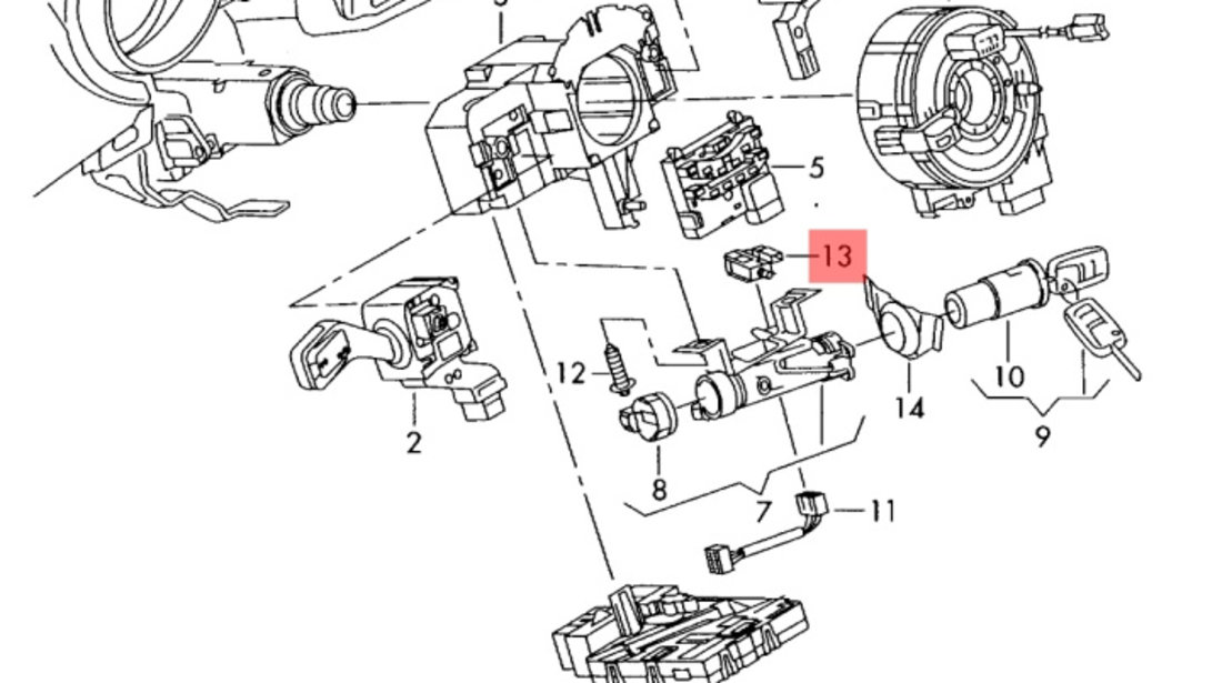 Unitate blocator volan DSG Volkswagen Touran 2.0 TDI 2007 2008 OEM 1K0953527C