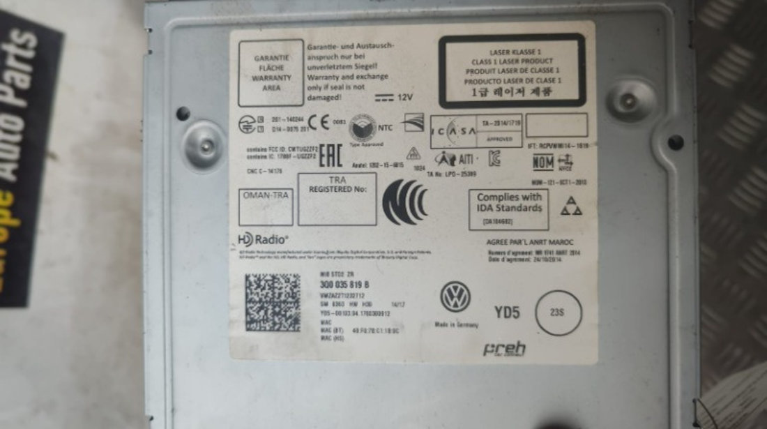 Unitate media navigatie Vw Polo 6R 6C 1.4 TDI cod motor CUSB , an 2017 cod 3Q0035819B