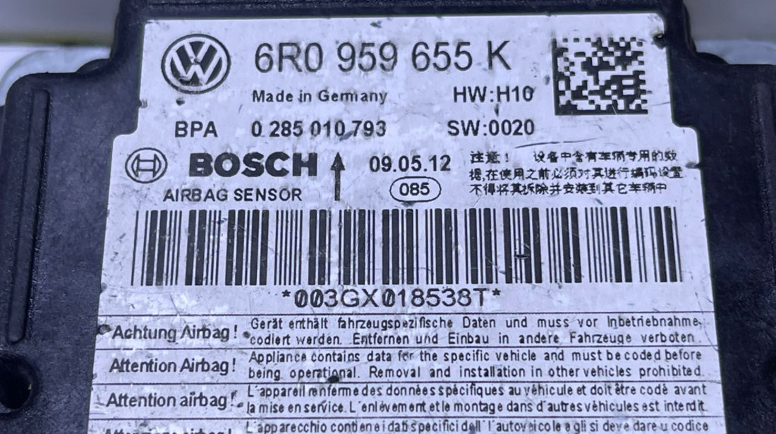 Unitate Modul Calculator Airbag Volkswagen Polo 6R 2010 - 2018 Cod 6R0959655K