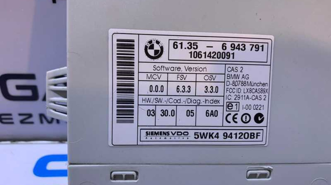 Unitate Modul Calculator Confort CAS 2 BMW Seria 1 E87 E81 2004 - 2011 Cod 6135-6943791 6943791