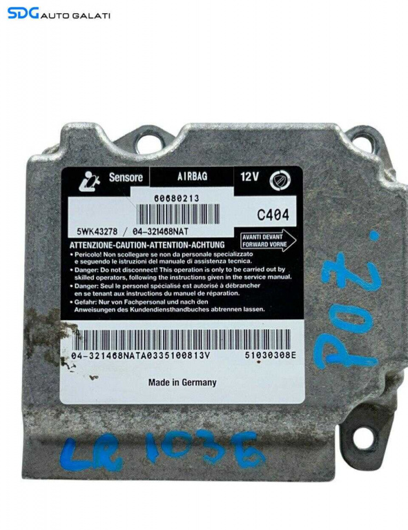 Unitate Modul Calculator Control Airbag Alfa Romeo 156 1997 - 2007 Cod 60680213 5WK43278 [LR1036]