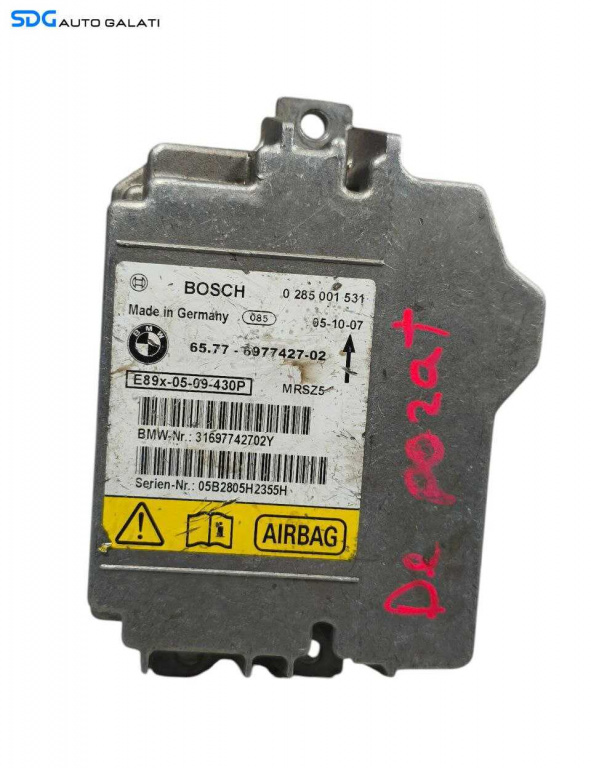 Unitate Modul Calculator Control Airbag Bosch BMW Seria 3 E90 E91 2004 - 2013 Cod 6977427 [LR1299]