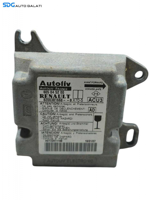 Unitate Modul Calculator Control Airbag Renault Master 1 2003 - 2010 Cod 8200381668 [LR1164]