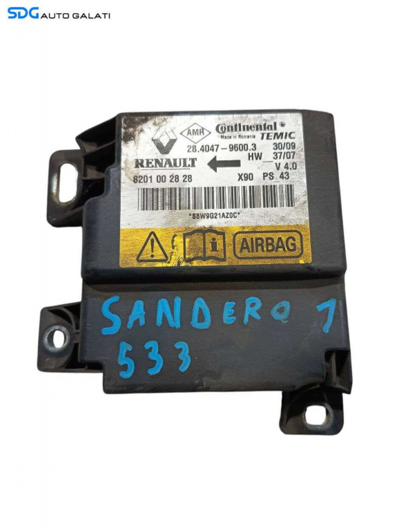 Unitate Modul Calculator Control Airbag Continental Dacia Sandero 2008 - 2012 Cod 8201002828 [L6690]