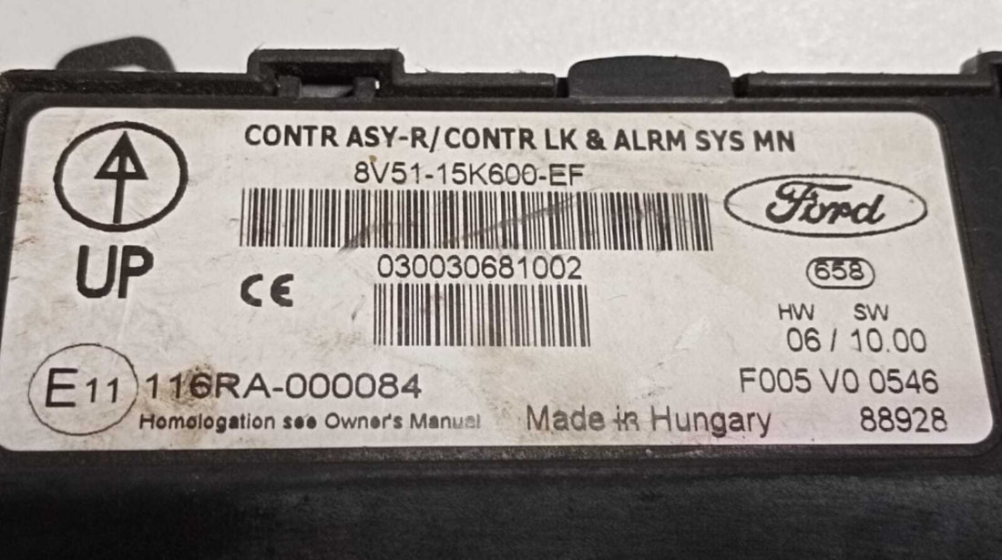 Unitate Modul Calculator Control Confort Confort Ford Fiesta 6 2008 - Prezent Cod 8V51-15K600-EF 116RA-000084 [M4333]