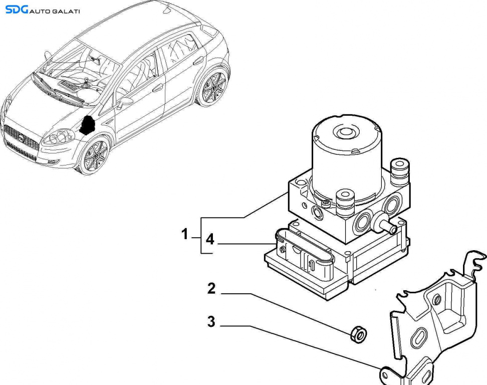 Unitate Modul Pompa ABS Fiat Grande Punto 2005 - 2012 Cod 0265800421 0265231535 [X4285]