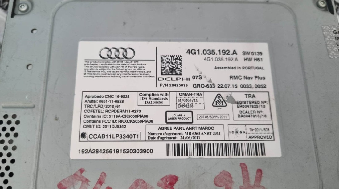 Unitate multimedia Audi A6 C7 Facelift cod piesa : 4G1035192A