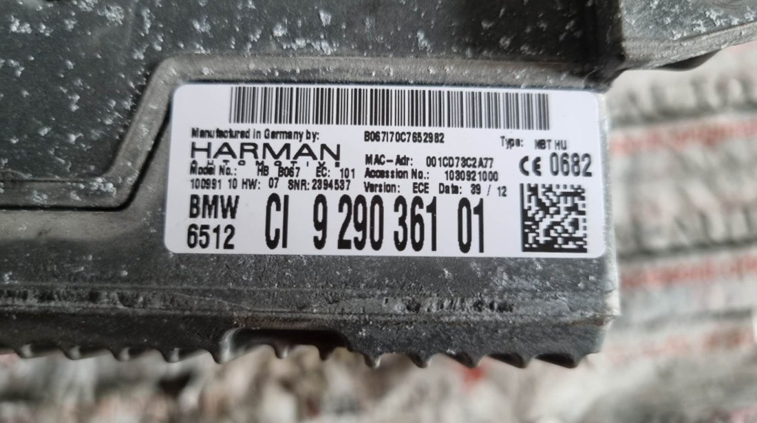 Unitate navigatie NBT (HARMAN) BMW Seria 5 Touring (F11) LCi cod piesa : 6512 9290361