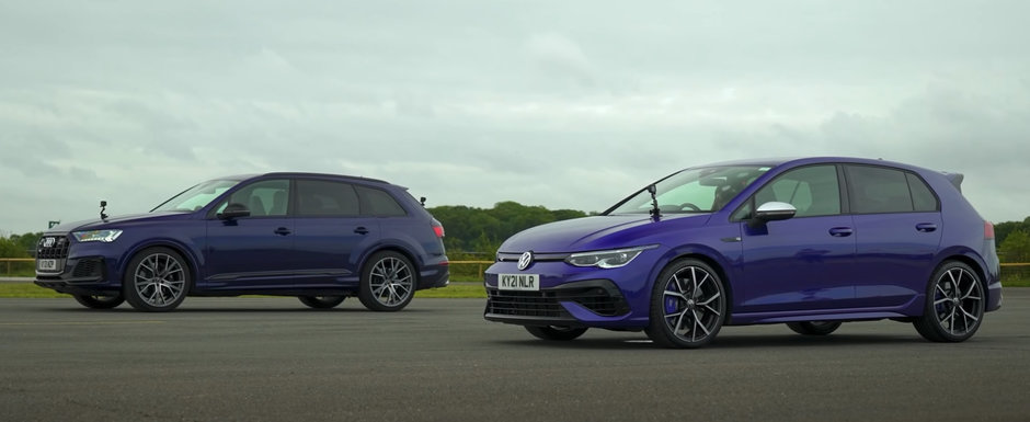 Unul are motor de doi litri, celalalt... de doua ori mai mare. Liniuta cu noul Volkswagen Golf R si Audi SQ7 TFSI Unul are motor de doi litri, celalalt... de doua ori mai mare. Liniuta cu noul Volkswagen Golf R si Audi SQ7 TFSI