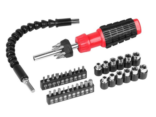 Șurubelniță Cu Extensie Flexibilă 30 Cm, Biți și Duble, Set 40 Buc Carmotion 86200