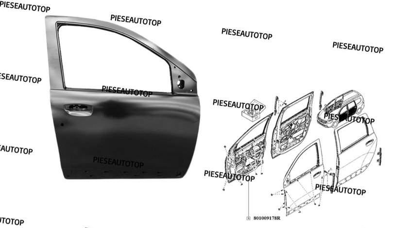 Usa dreapta fata Dacia Dokker Van 2012-2021 NOUA 801005928R OE (cu locas cheie)