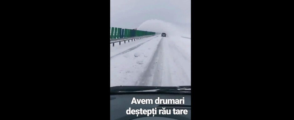 Utilaj de deszapezire, filmat in timp ce arunca zapada pe contrasens. Explicatiile CNAIR Utilaj de deszapezire, filmat in timp ce arunca zapada pe contrasens. Explicatiile CNAIR