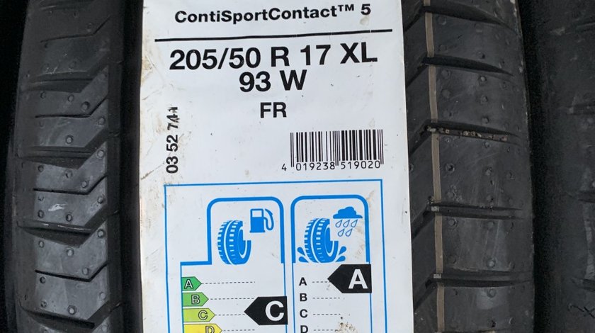 Vând 4 anvelope 205/50/17 continental de vară noi