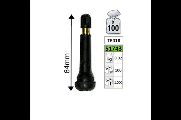 Valve Pentru Anvelope Tr418 64 Mm Set 100 Buc Jbm 51743