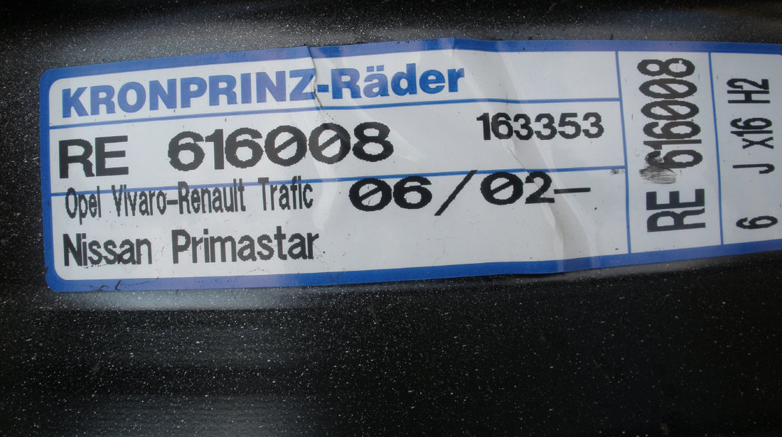 vand 4 jante tabla pe 16" pentru renault trafic,opel vivaro ,nissan primastar pret 600ron toate4