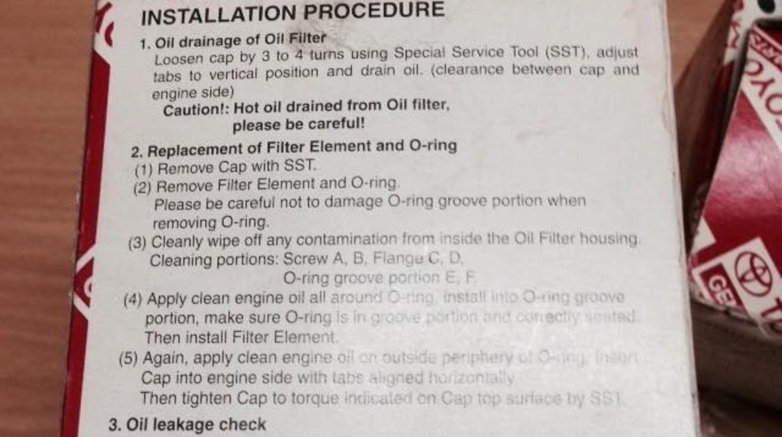 Vand Filtru de Ulei Original Toyota Cod produs: 04152-31110