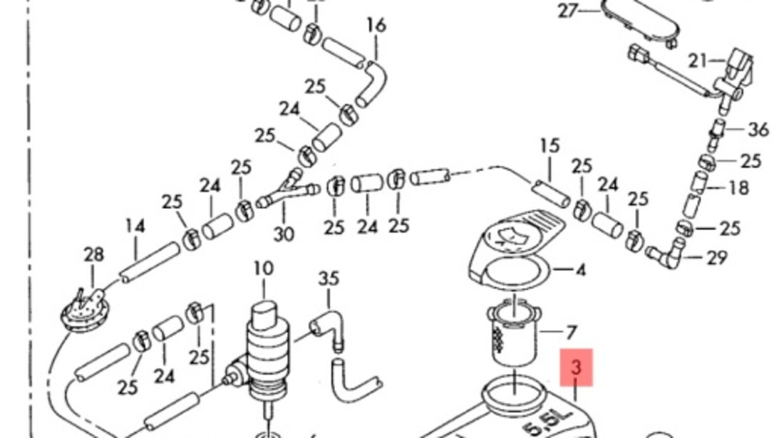 Vas lichid parbriz VOLKSWAGEN BORA (1J2) [ 1998 - 2013 ] TDI (AGR, ALH) 66KW|90HP VAG OEM 1J0955453N