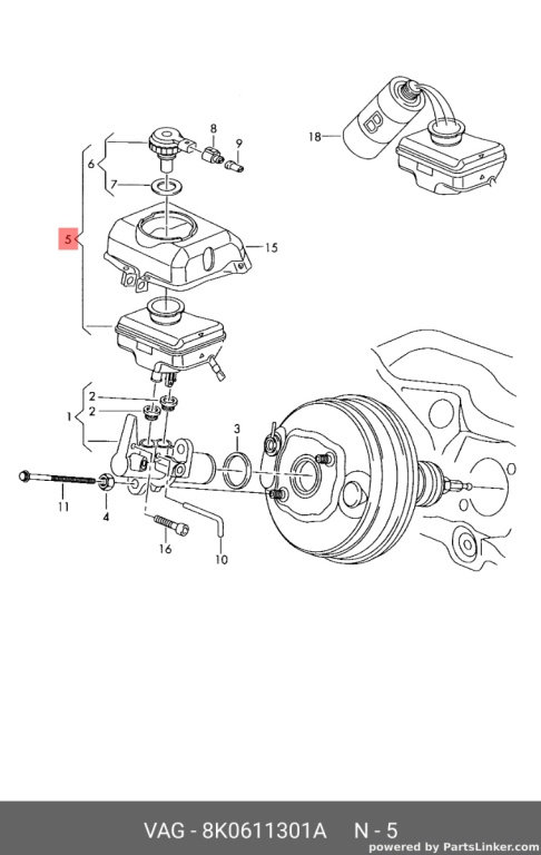 Vas lichid servofrana Audi A4 B8 2.0 TDI CAG Sedan 2009 OEM 8K0611301A