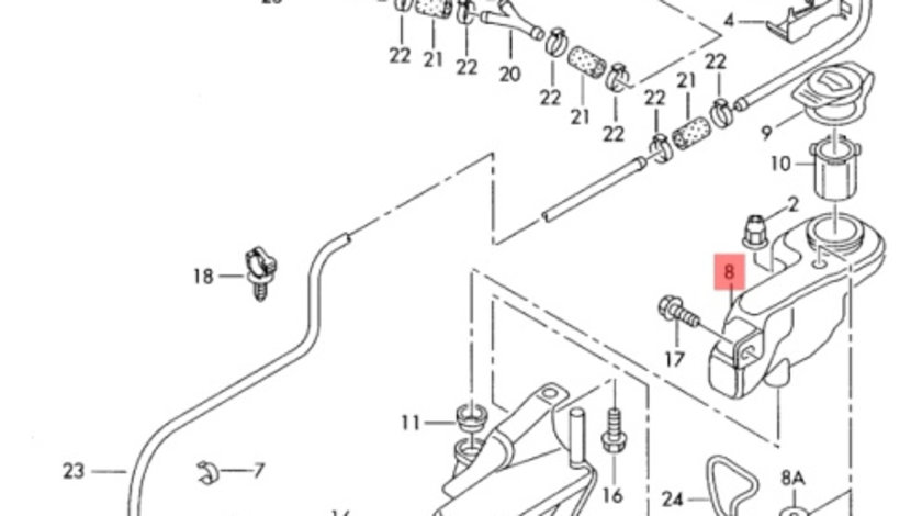 Vas umplere lichid spalator parbriz Audi A4 8E 2002 2003 Sedan OEM 8E0955453AQ