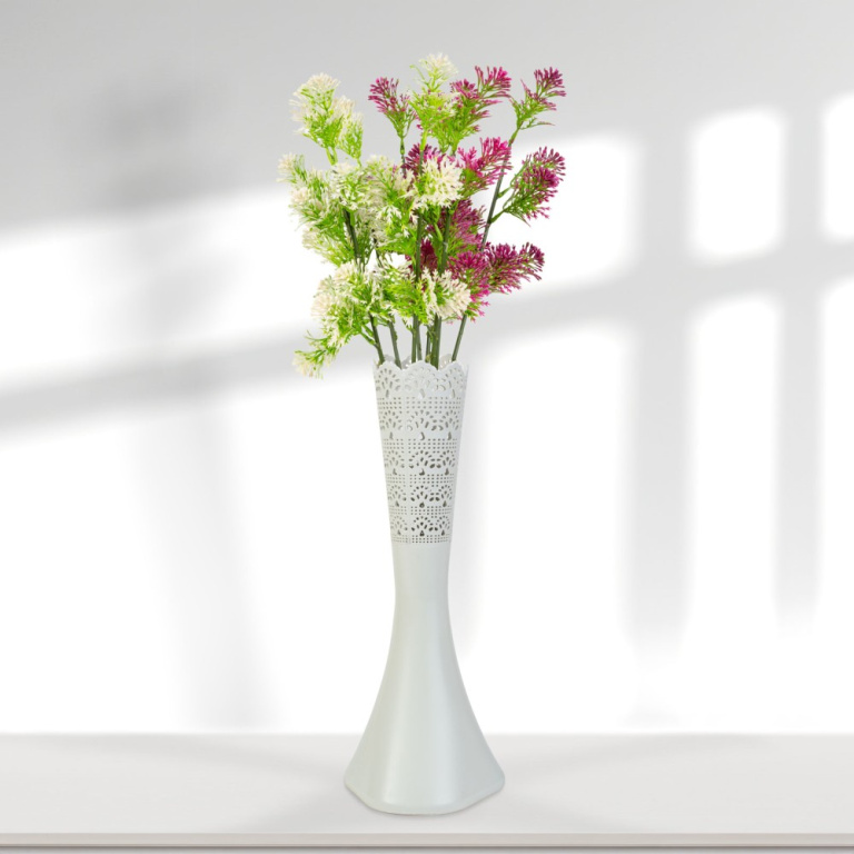 Vază tăiată cu laser - albă - 40 cm 11876