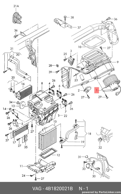 Ventilator aeroterma Audi A6 4B (C5) 2002 2003 Sedan 2.5 TDI AKE OEM 4B1820021B