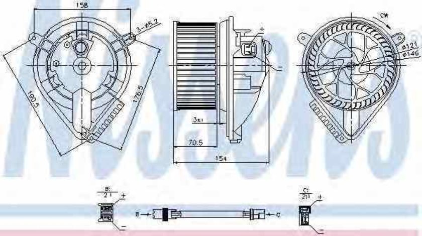 Ventilator aeroterma interior habitaclu MERCEDES-BENZ VITO bus 638 NISSENS 87052