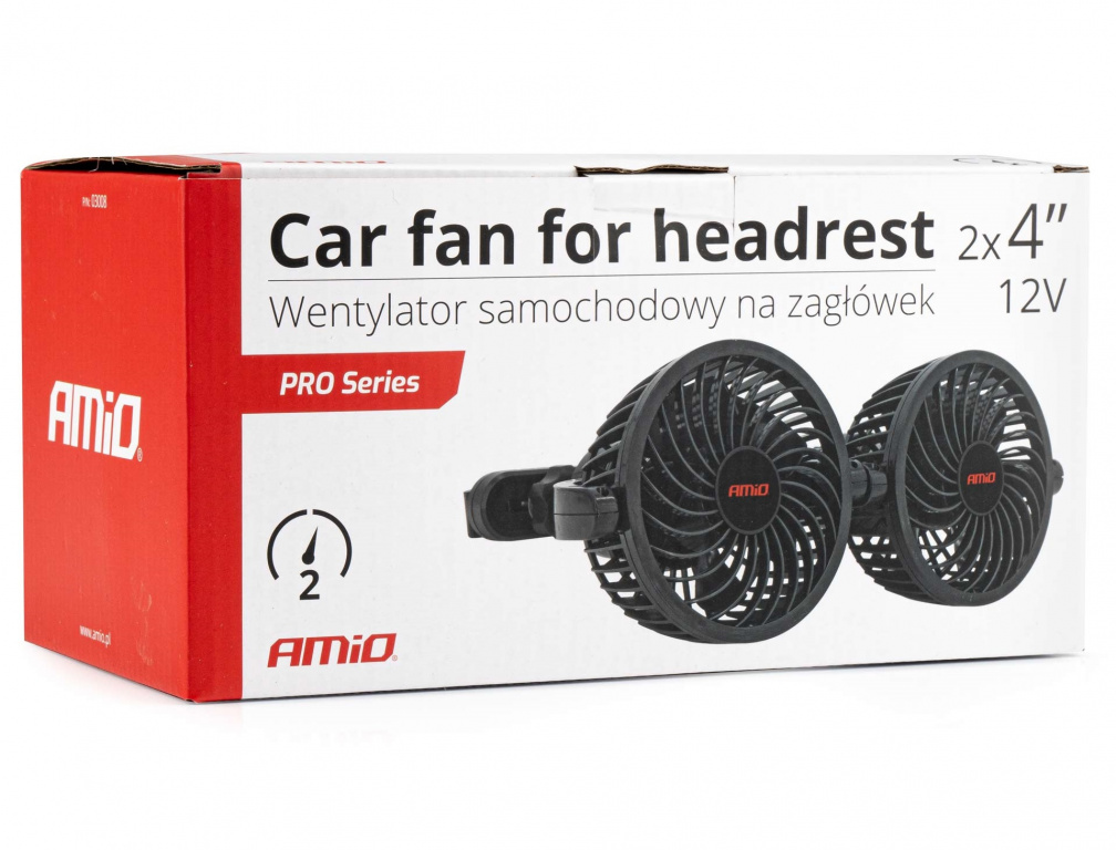 Ventilator Auto Dublu Pentru Tetiera 2X4&quot; 12V Amio 03008