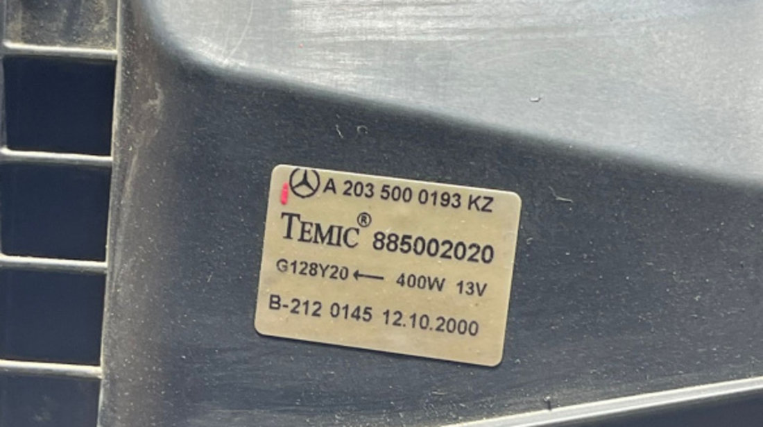 Ventilator Electroventilator Complet cu Releu Modul Mercedes Clasa C Class W203 C200 2.0 Kompressor 2001 - 2007 Cod A2035000193KZ A2035000193 885001960 [2749]